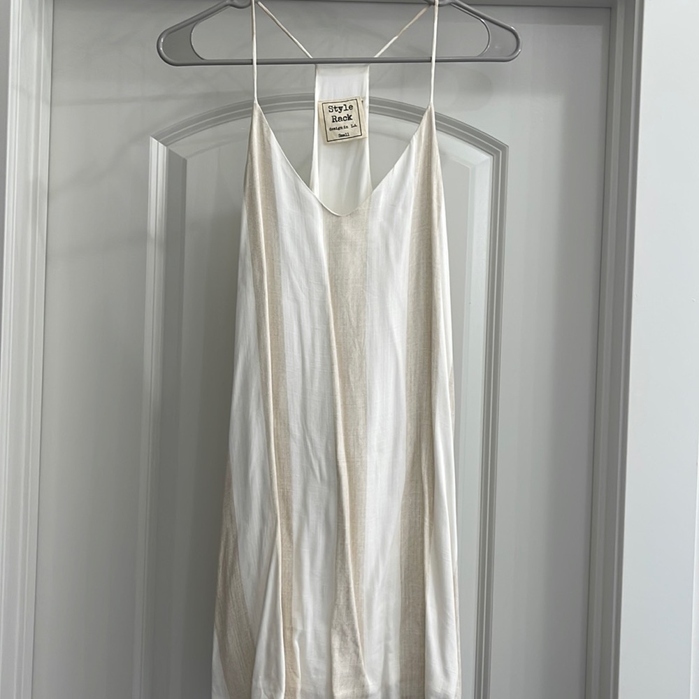 Tan and white striped dress